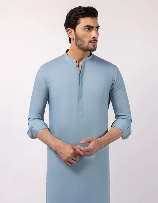sky blue casual kameez shalwar - J.