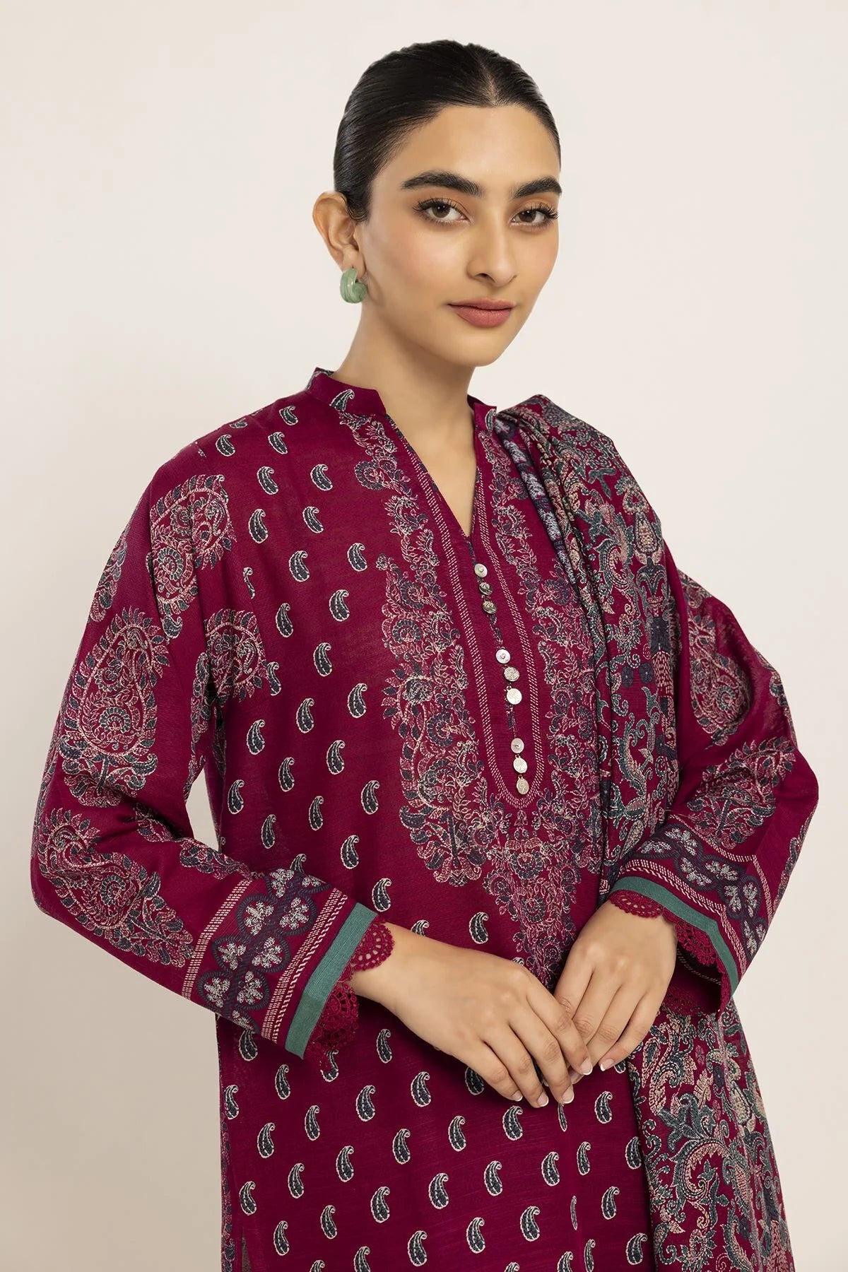 Khaadi Fabrics 2 Piece Printed Light Khaddar LLK231003 Winter Collection