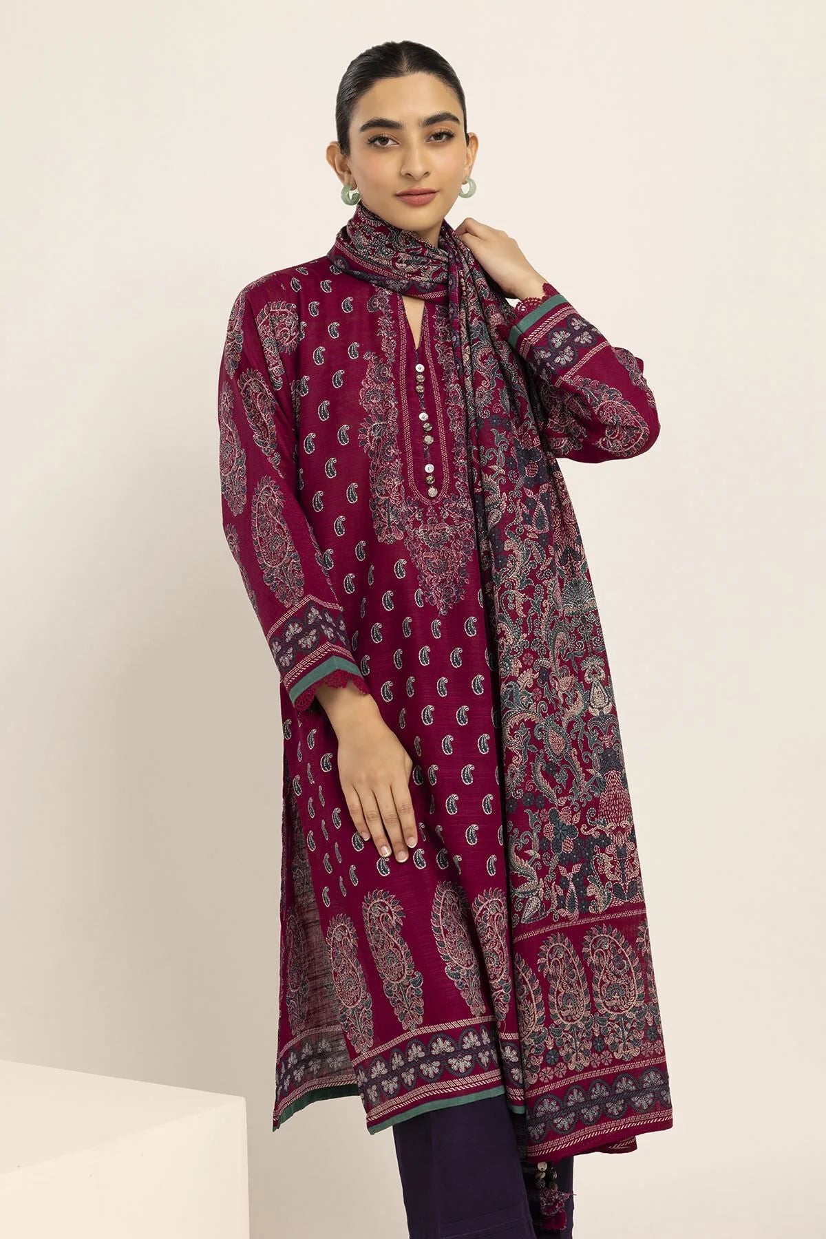 Khaadi Fabrics 2 Piece Printed Light Khaddar LLK231003 Winter Collection