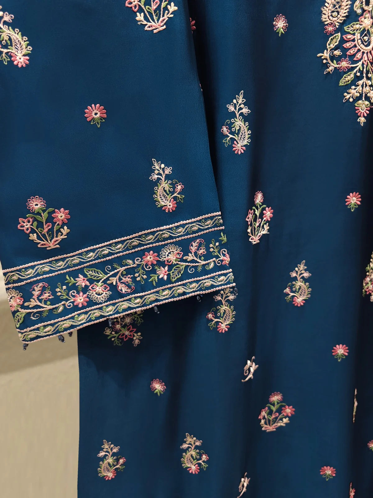 Pure Embroidered Sheesha Silk Shirt S113804