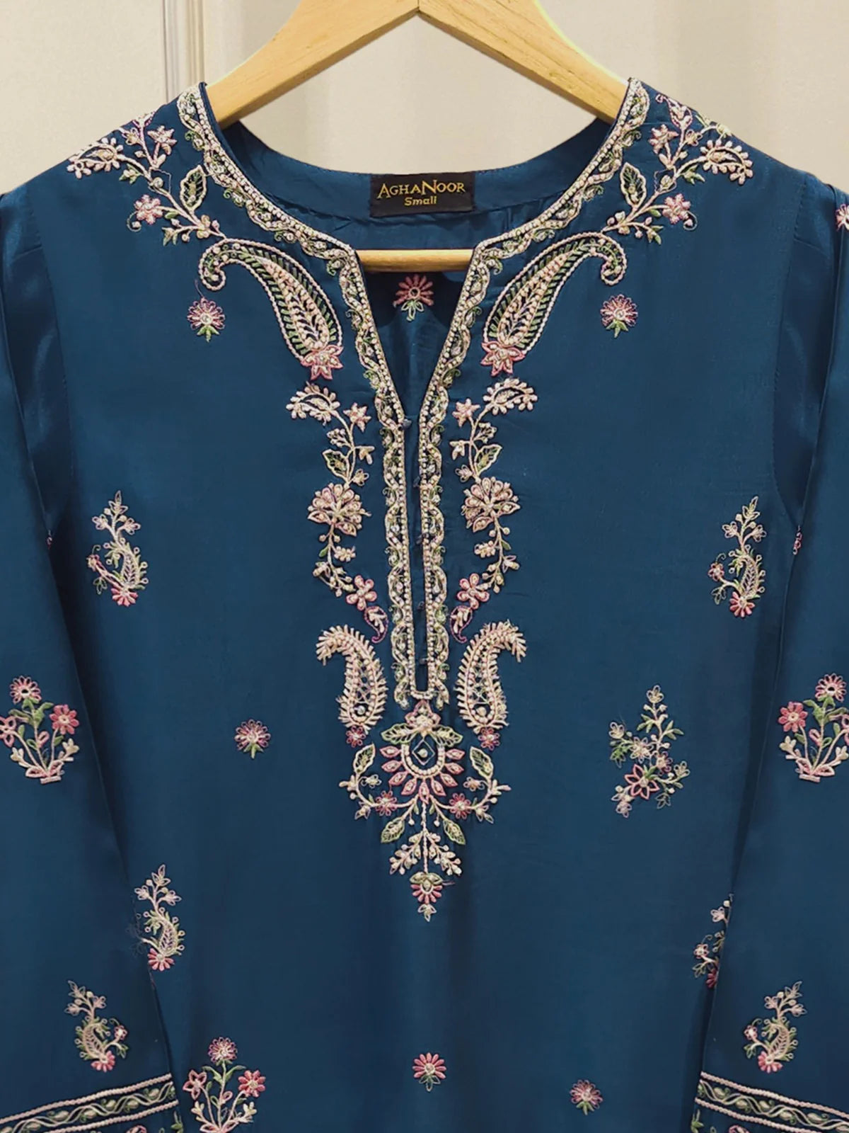 Pure Embroidered Sheesha Silk Shirt S113804