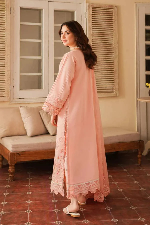 3 PIECE EMBROIDERED SICILY PINK STITCHED LAWN SUIT