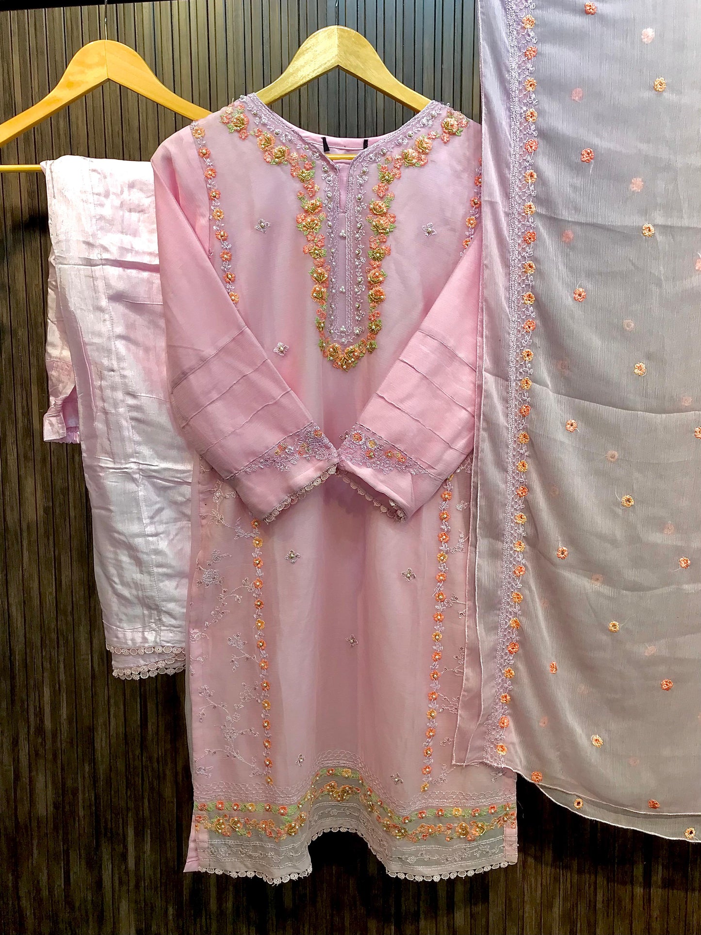 PINK CHIFFON  3PCS SUIT -AR